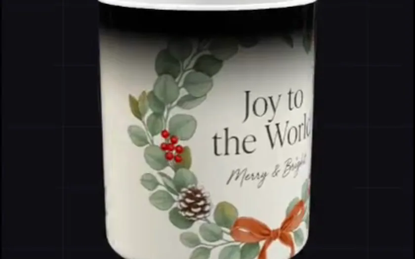 Taza mágica revelando un diseño floral mientras se calienta