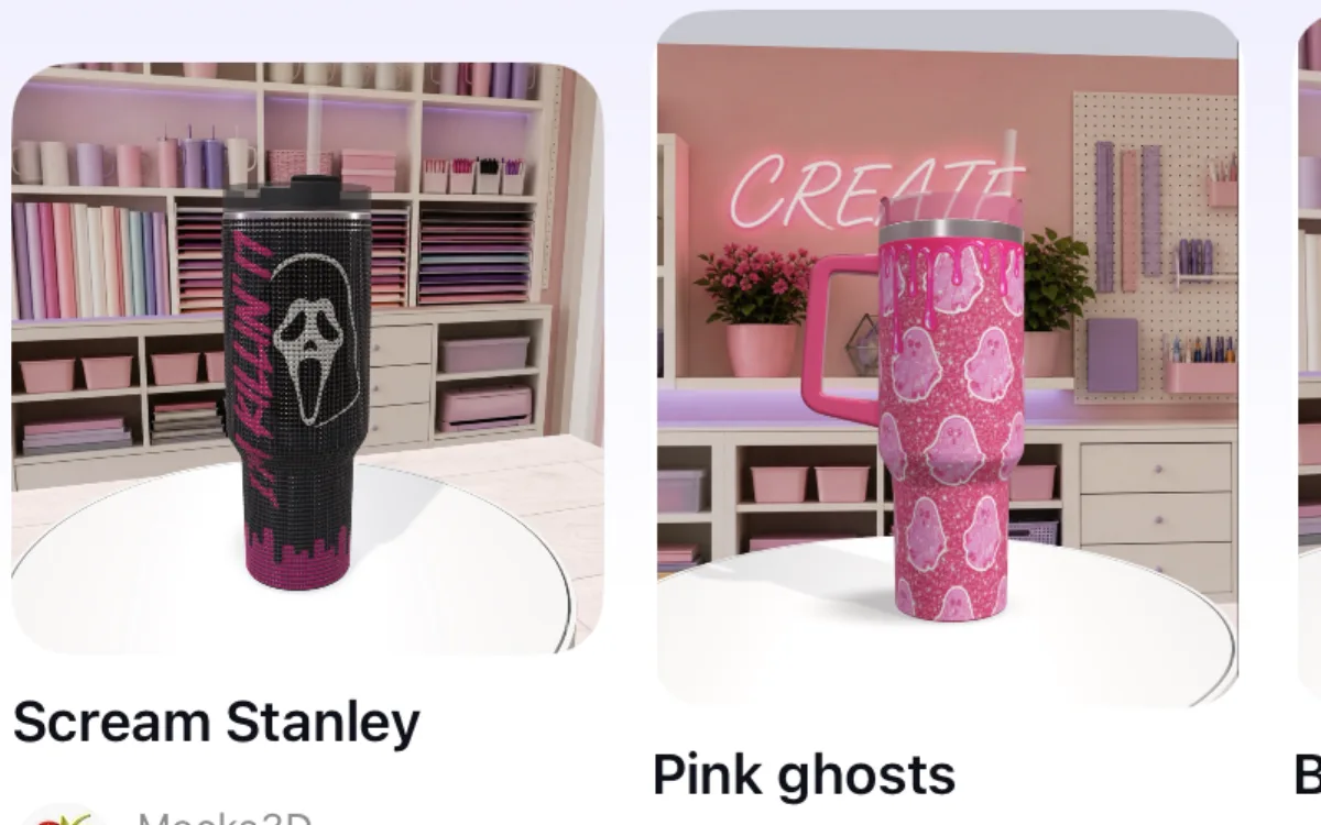 Dos tumblers personalizados bien presentados en el feed de la comunidad