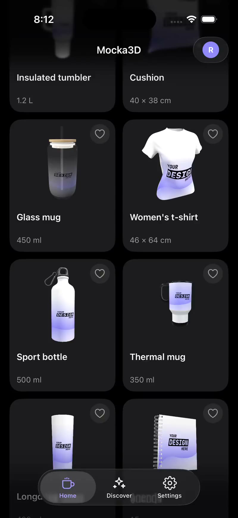App de mockups 3D funcionando en un celular